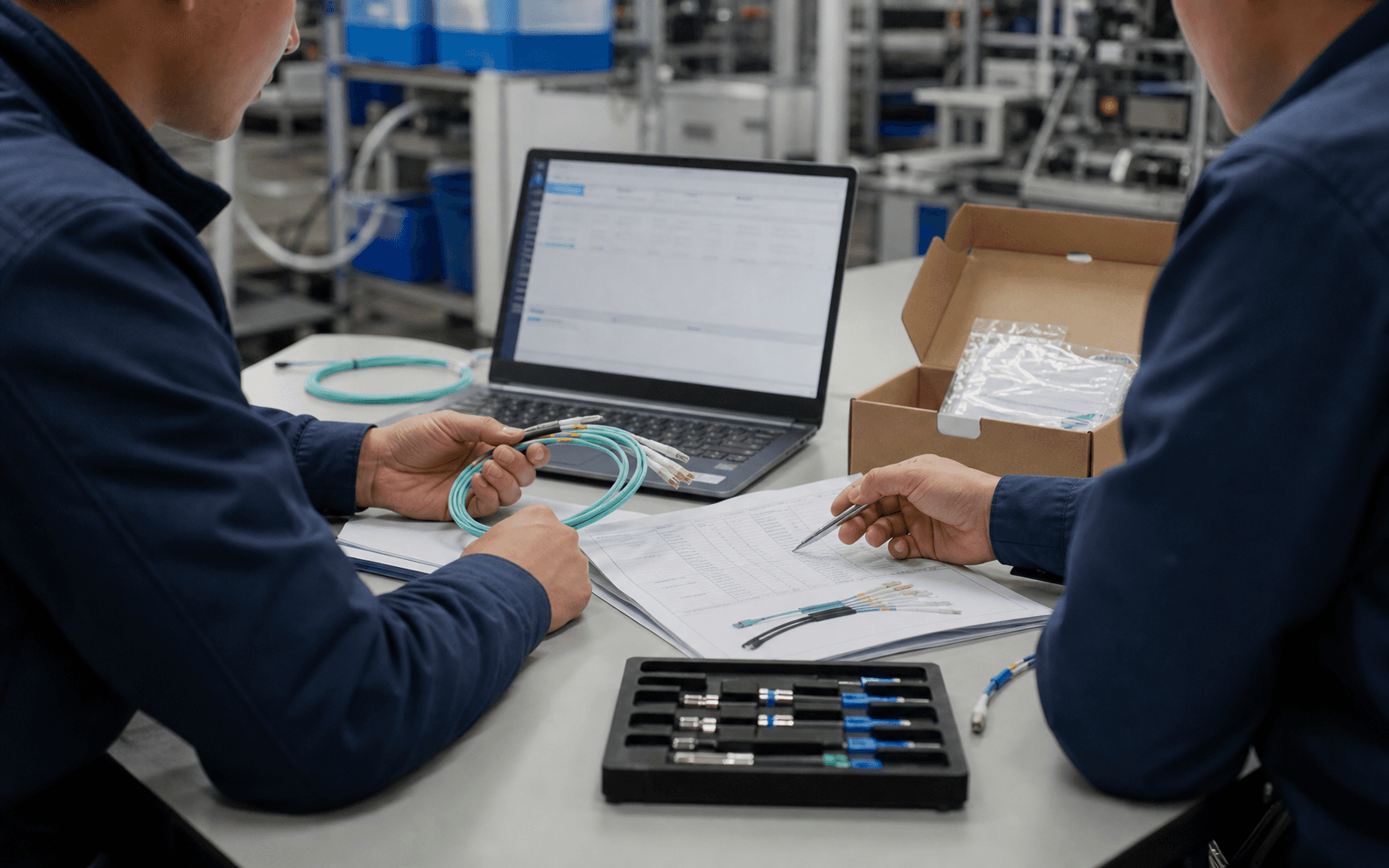 Technical coordination around a fiber optic cable assembly and order documentation