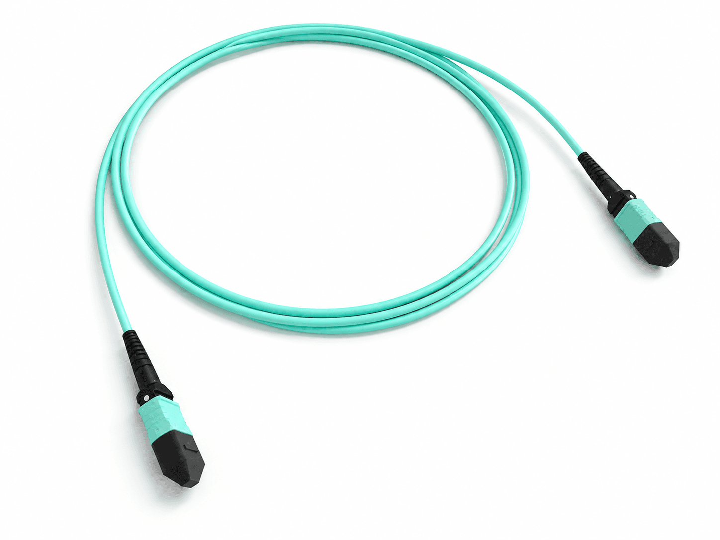 Aqua MTP or MPO cable assembly with multifiber connectors at both ends