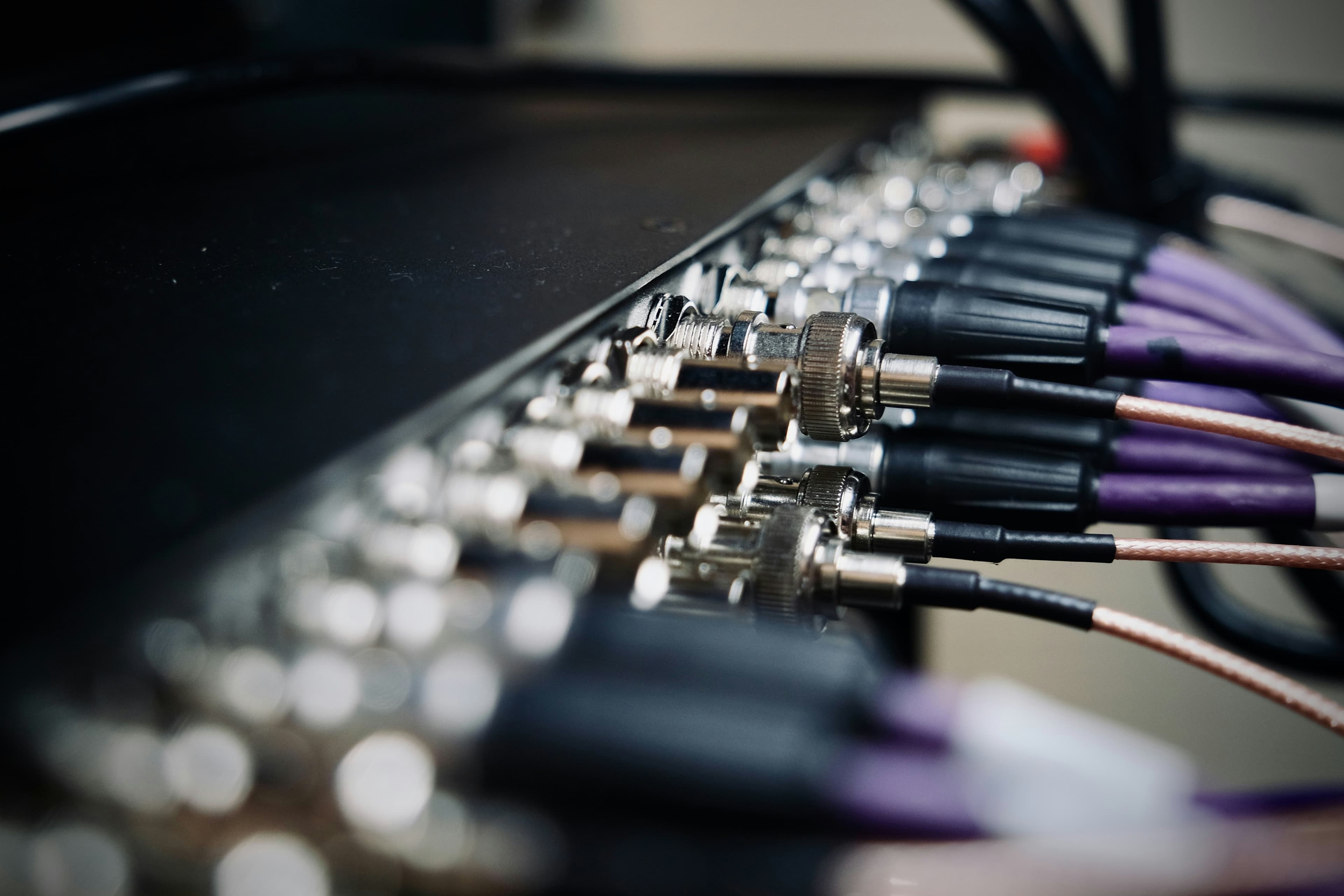 Close-up of a fiber test interface used for optical return-loss measurement